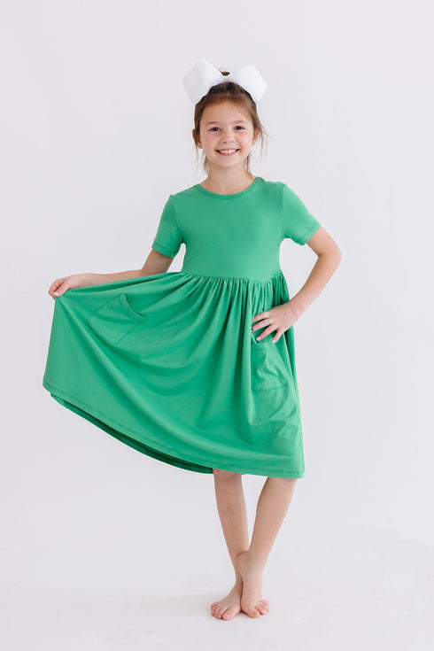 kelly-green-s-s-pocket-twirl-dress Mila & Rose at Sophia's Style-Kelly Green S/S Pocket Twirl Dress-6-12M-Twirl Pocket Dress S/S-1